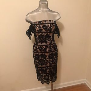 Black & cream eyelet evening dress